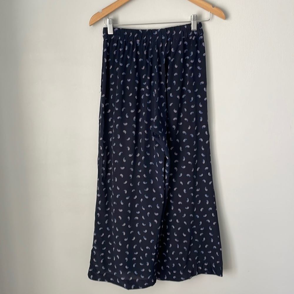 Amour Vert Navy Blue Silk Paisley Pant